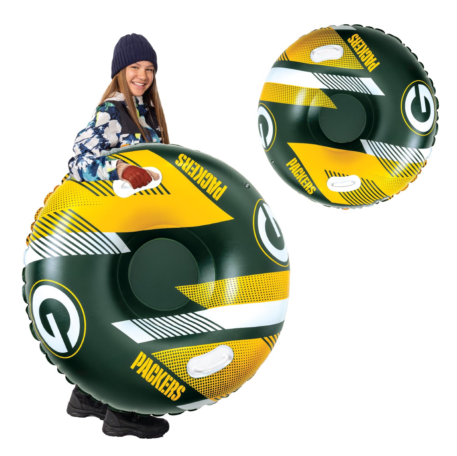 Bigmouth Green Bay Packers Nfl Fan Gear Outdoor Toys, Officially Licensed - Inflatble Snow Tube With Handles