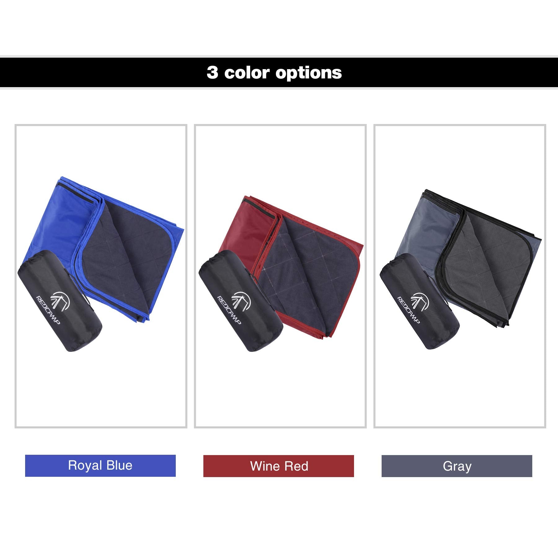 Redcamp Large Waterproof Stadium Blanket For Cold Weather, Soft Warm Fleece Camping Blanket Windproof For Outdoor Sports, Red
