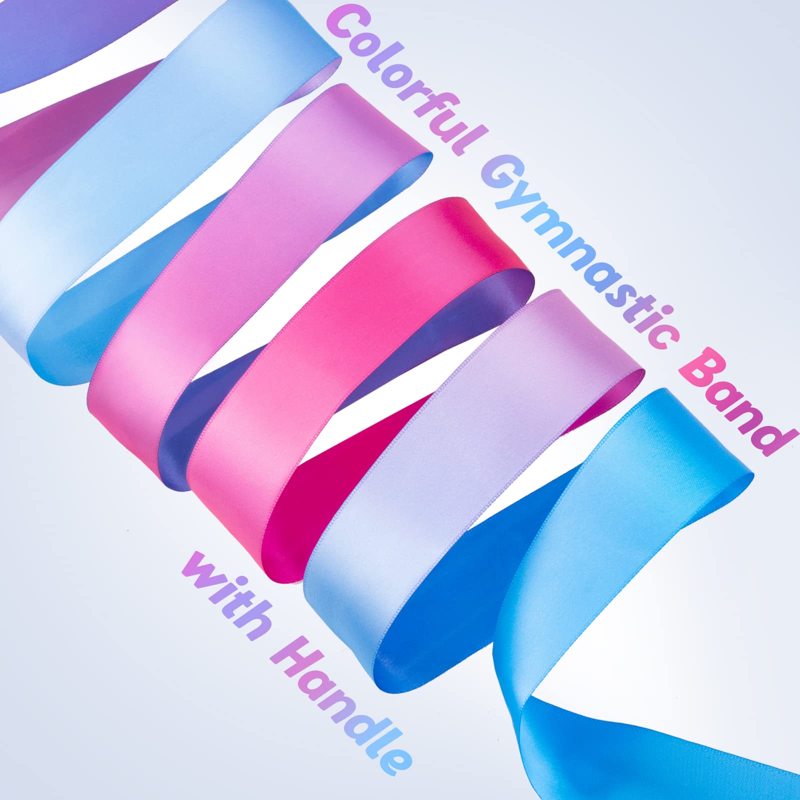 Cikyner Gymnastics Ribbon, 2 Pack Colorful Gymnastics Band With Stick, Dance Band Children Rainbow Band For School And Home Game