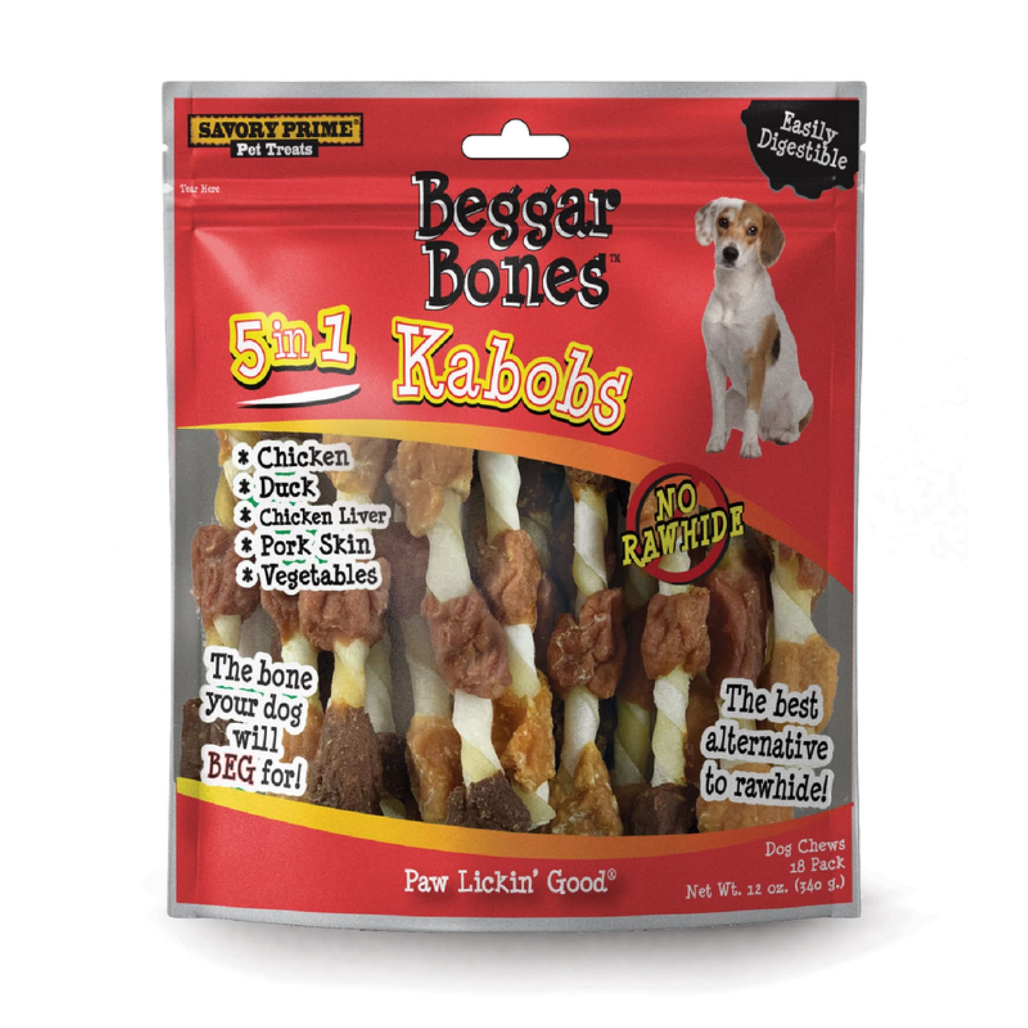 Savory Prime 8062091 8 in. Beggar Bones 5in1 Kabobs Grain Free Treat for Dogs  Pack of 1818