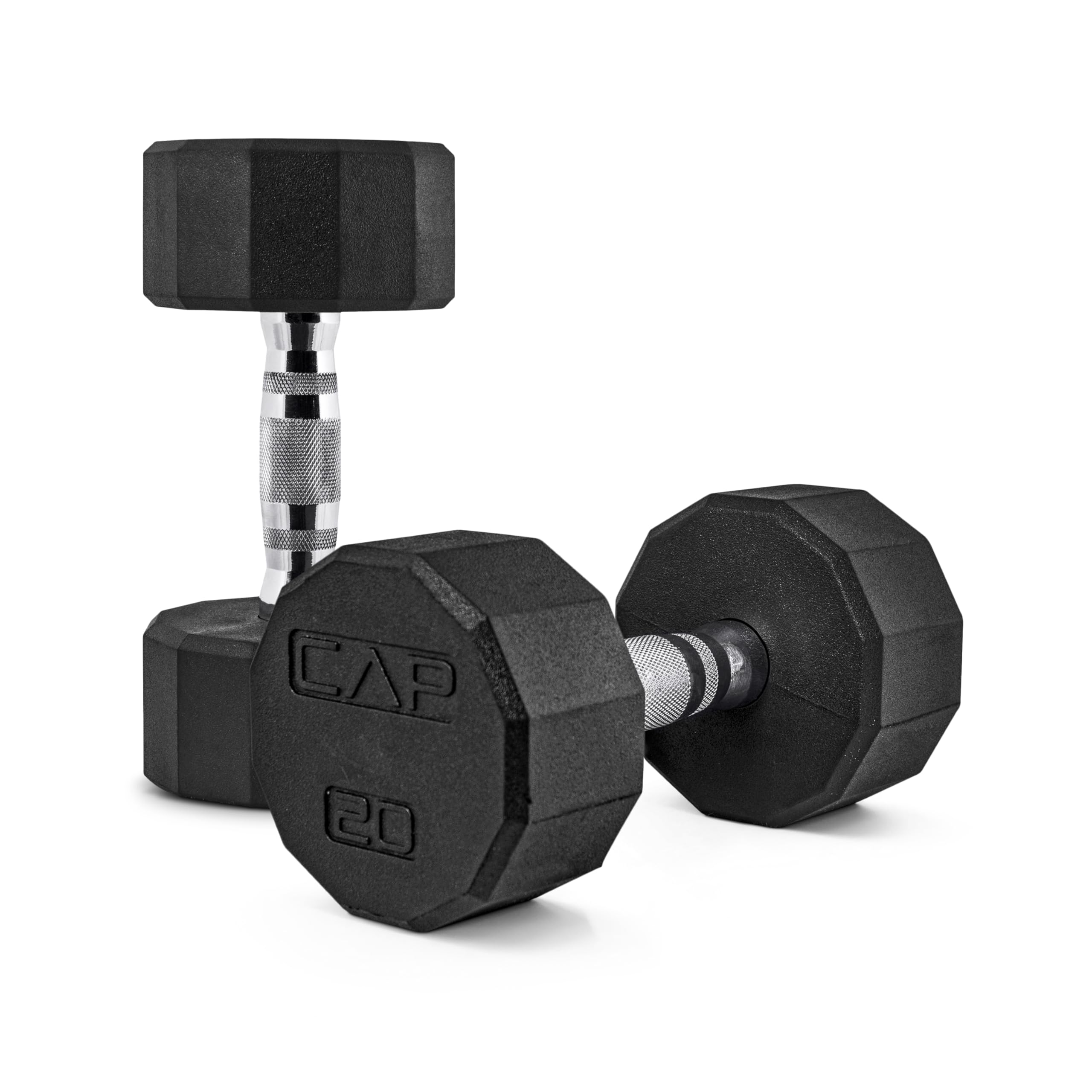 CAP Barbell 12-Sided Coated Dumbbell with Chrome Handle, Pair, 20 LB