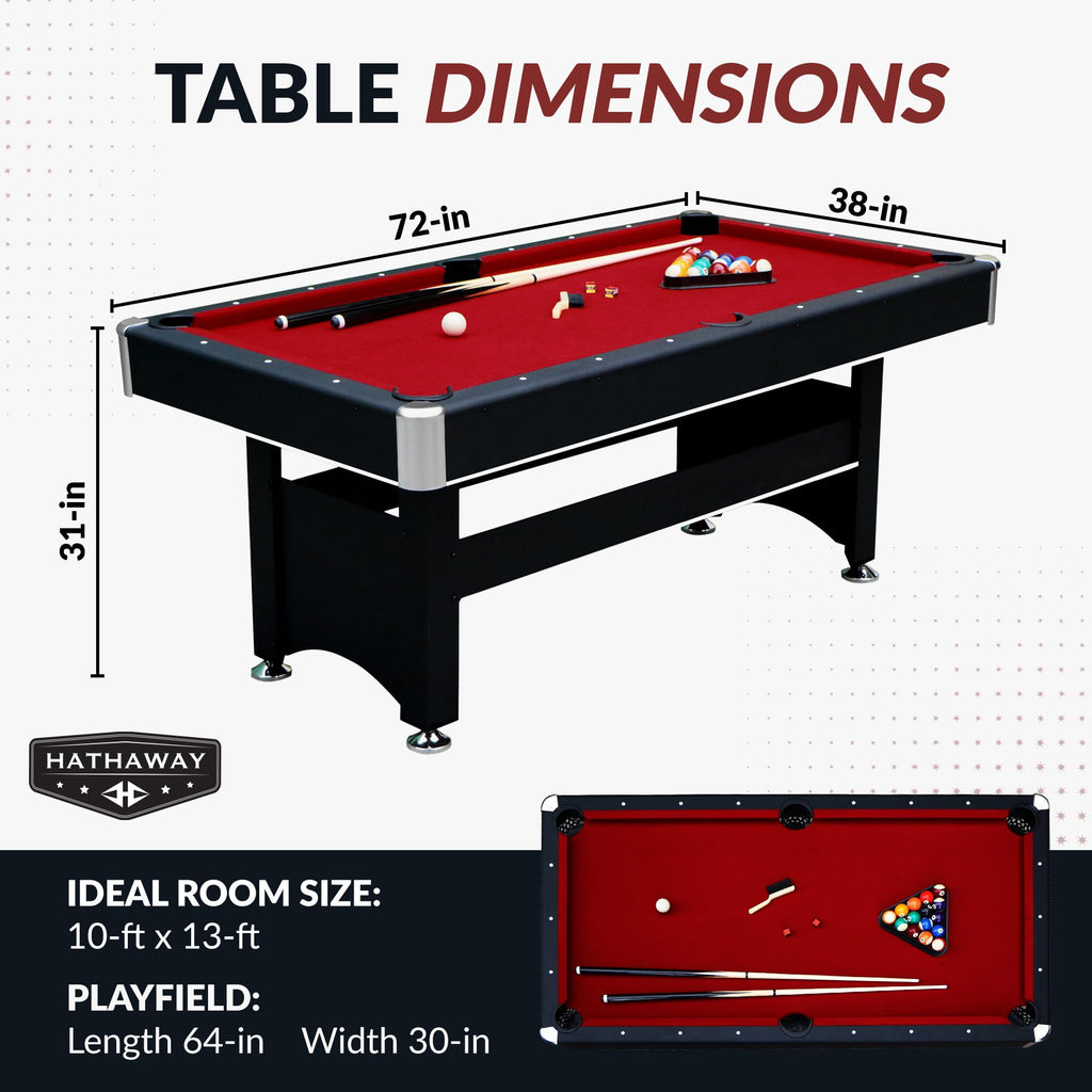 Spartan 6-Ft Pool Table With Table Tennis Top - Black With Red Felt
