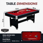 Spartan 6-Ft Pool Table With Table Tennis Top - Black With Red Felt