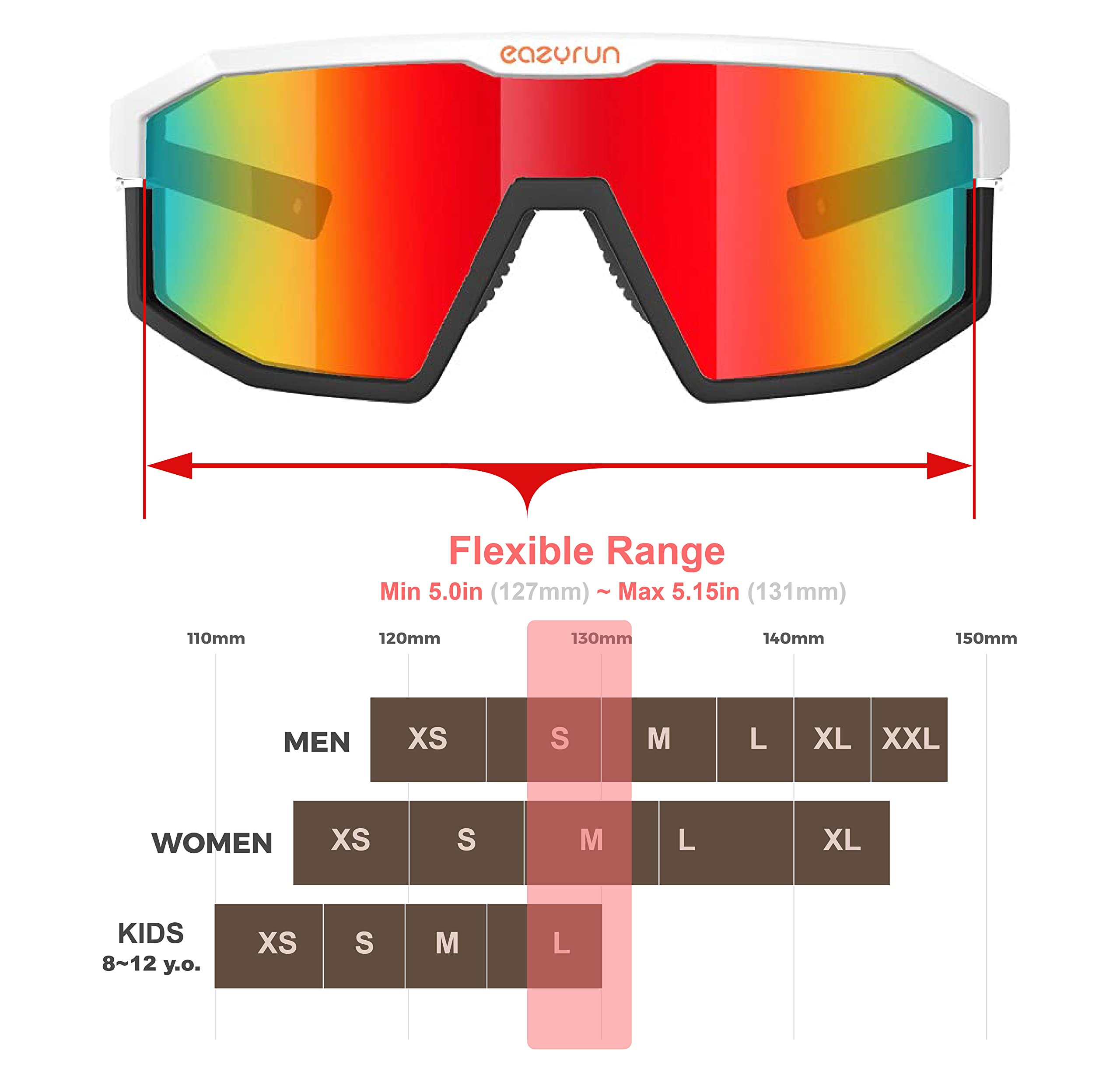 Eazyrun Hd Small Narrow Polarized Sports Sunglasses Women Youth, For Running Cycling Ski Driving Beach Volleyball