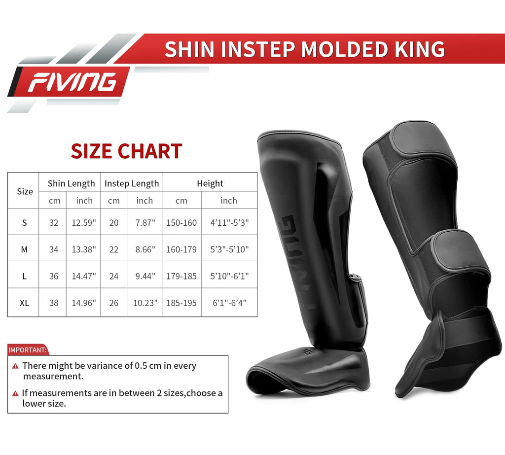 Fiving Mma Martial Arts Shin Guards - Padded, Adjustable Muay Thai Leg Guards With Instep Protection For Kickboxing/Mma Training