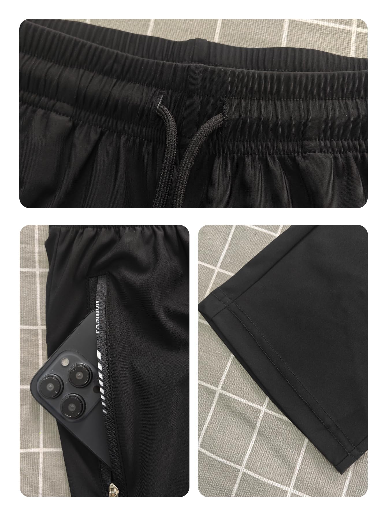 Hidkat Womens Sports Jogging Pants with Zipper Pocket Womens Hiking Fitness Tracking Workout Pants Black