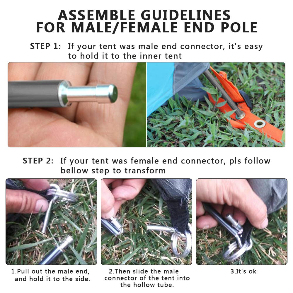 Weanas Tent Poles Replacement, Aluminum Rod Tent Pole Multifunction Lightweight Tent Pole Repair Kit, 7001 Series Aluminum Heate