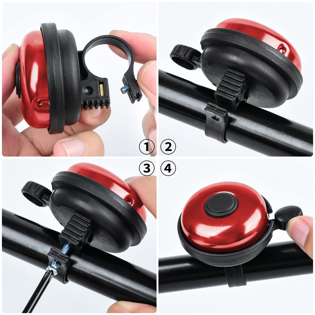 Xthuge Classic Bike Bell, Aluminum Bicycle Bell, Loud Crisp Clear Sound Bicycle Bike Bell For Adults Kids(Red-Right Hand Use2 Pa