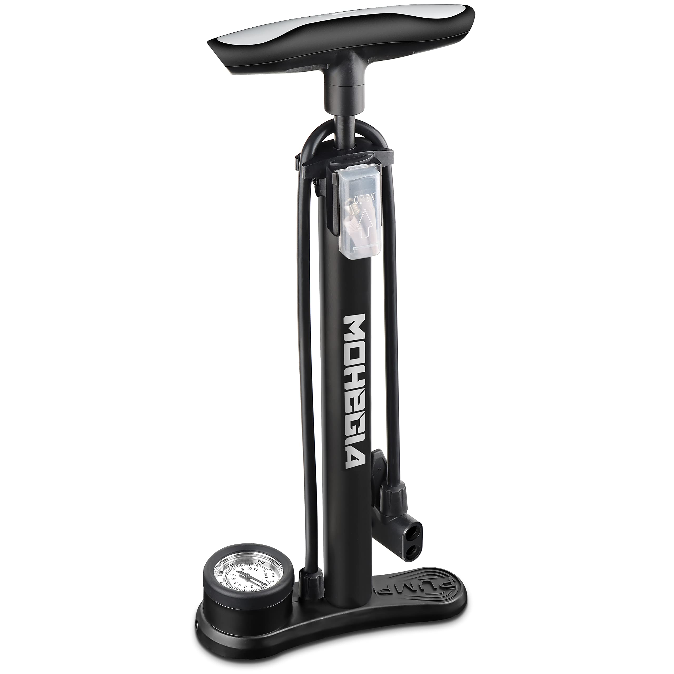 Mohegia Bike Floor Pump With Gauge,Air Bicycle Pump Inflator With High Pressure 160 Psi,Fits Schrader And Presta Valve