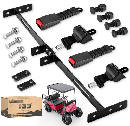 10L0L Golf Cart Belts Bracket Kit, 42 In Retractable Seat Belts For Yamaha, Ezgo Txt & Rxv, Club Car Ds, Club Car Perfect