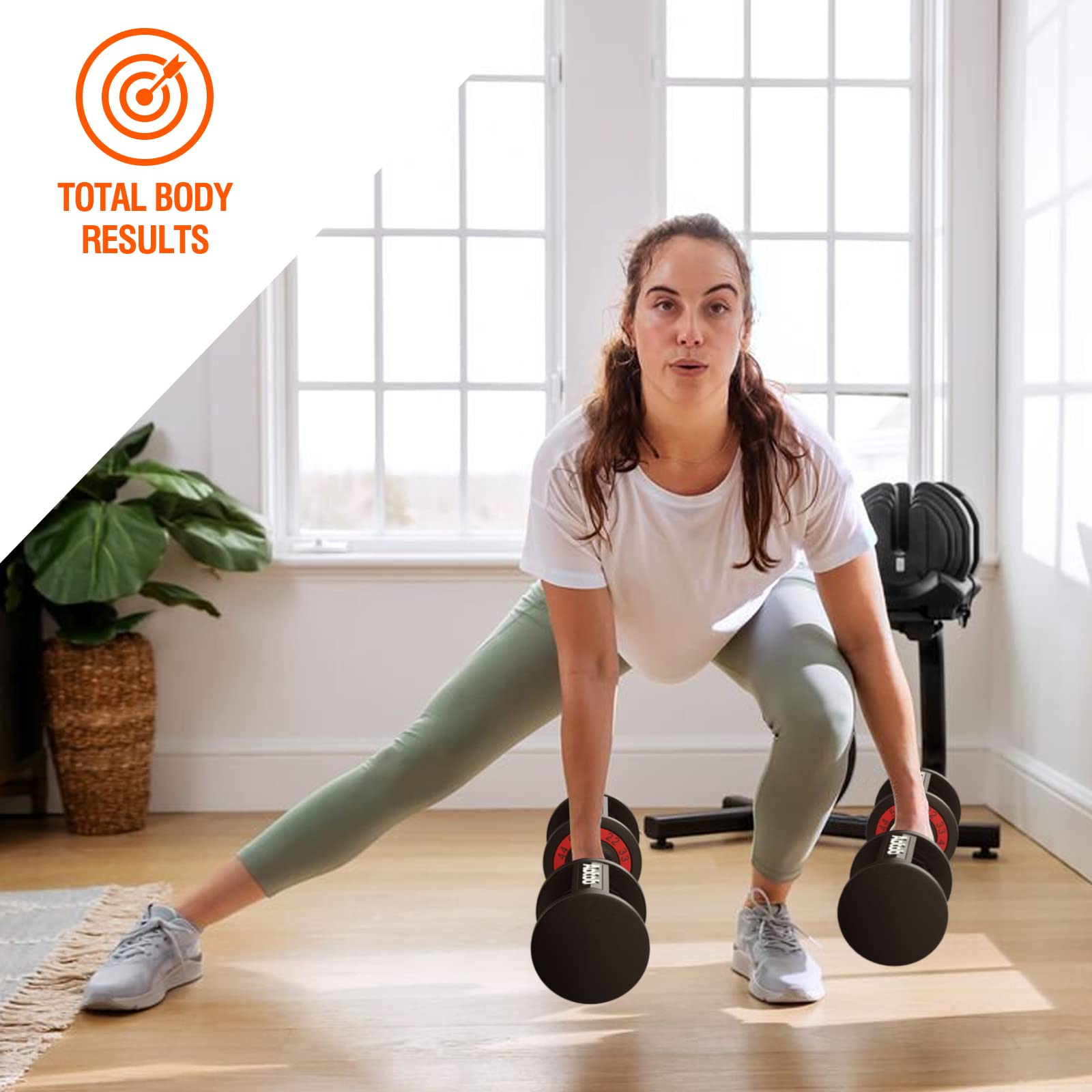 Skok 55 Lbs Pair Adjustable Dumbbells Set, Adjustable Weights Dumbbells Set For Men And Women With Anti-Slip Fast Adjust Weight
