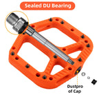 Rock Bros Mountain Bike Pedals Nylon Composite Bearing 9/16'' Mtb Bicycle Pedals With Wide Flat Platform Orange