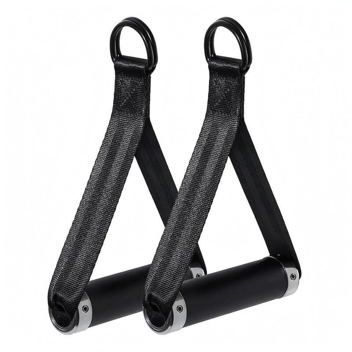 Ecomistiq Woven Strapping PullUp Bar Handle Triangular Hanging Rowing Handle Metal Loop Lat Pulldown Bar Cylindrical Grip, Blac