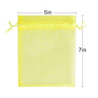 Lautechco 100Pcs Organza Bags 5X7 Inches Yellow Organza Gift Bags Small Mesh Bags Drawstring Gift Bags Christmas Drawstring Orga