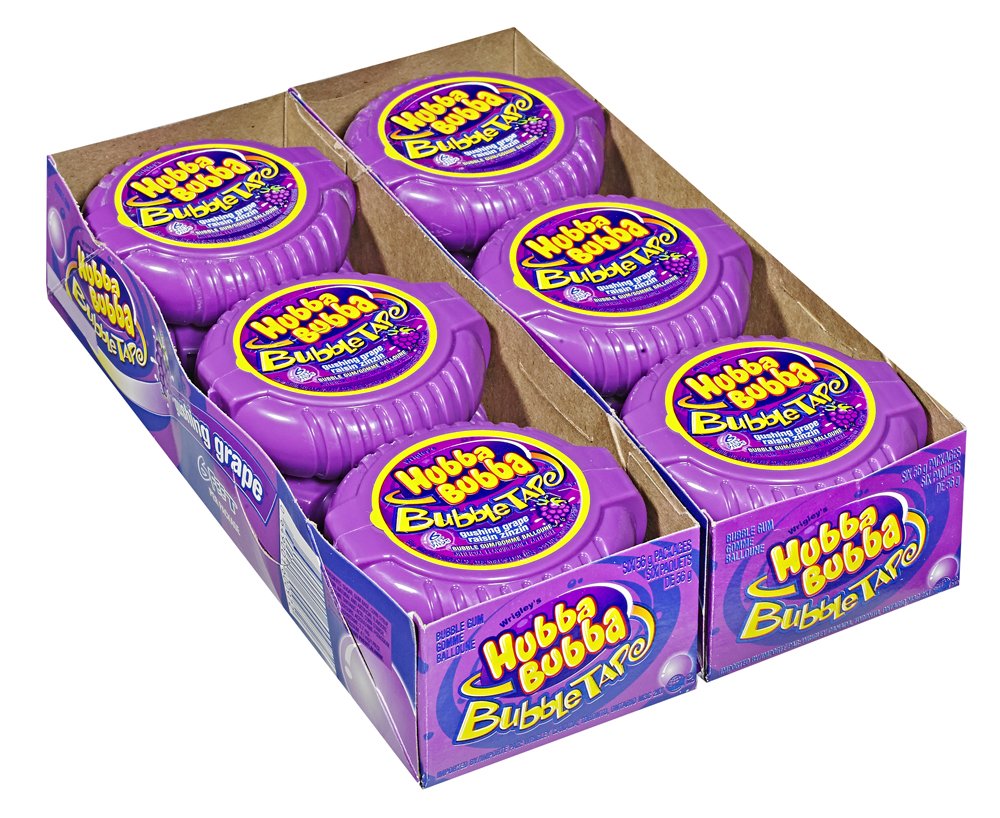 Hubba Bubba Bubble Tape, Gushing Grape, 1.97 Ounce (Pack Of 12)