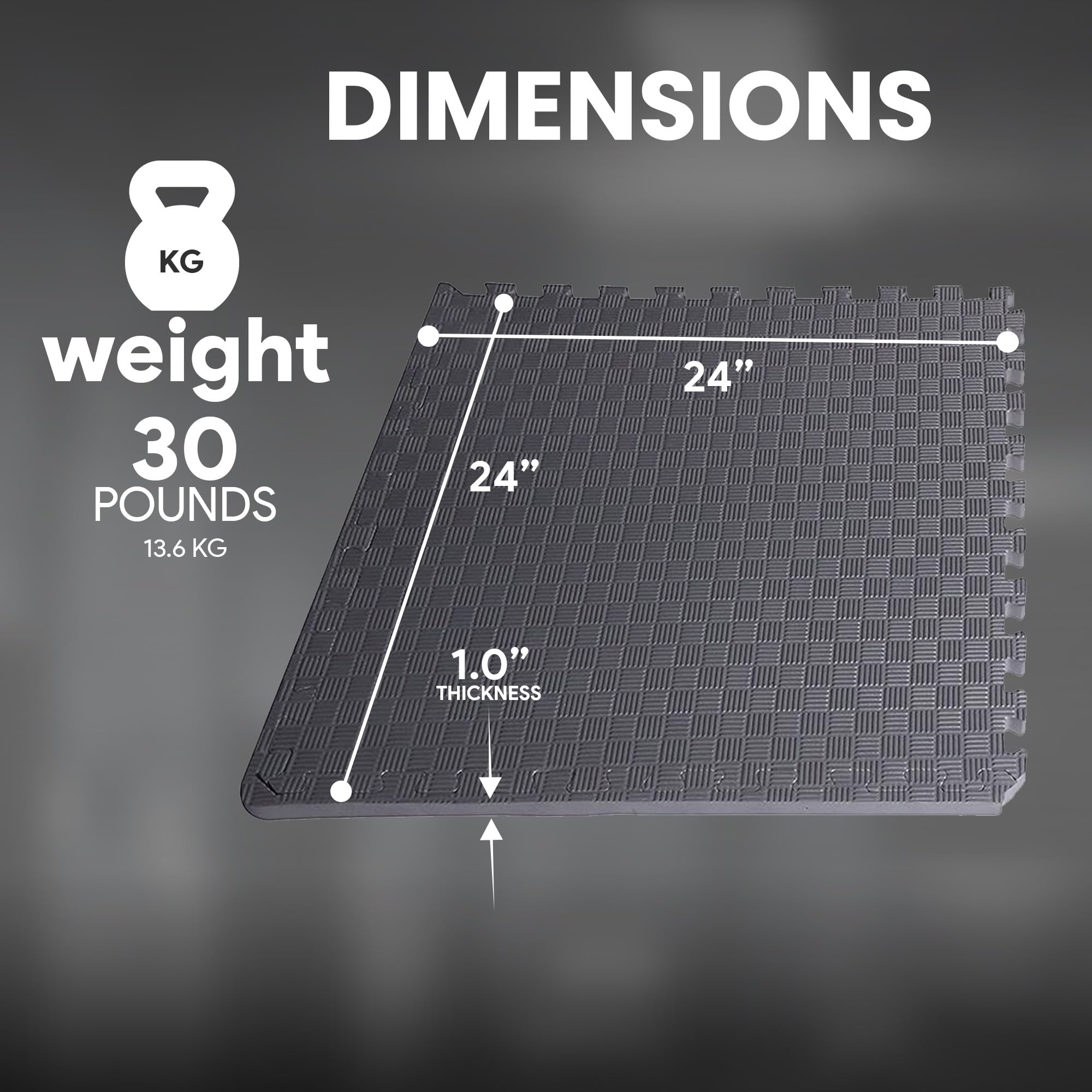 Balancefrom 6 Piece Foam Floor Mat Puzzle Tiles, 1 Inch Thick, 24 Sq Ft, Grey