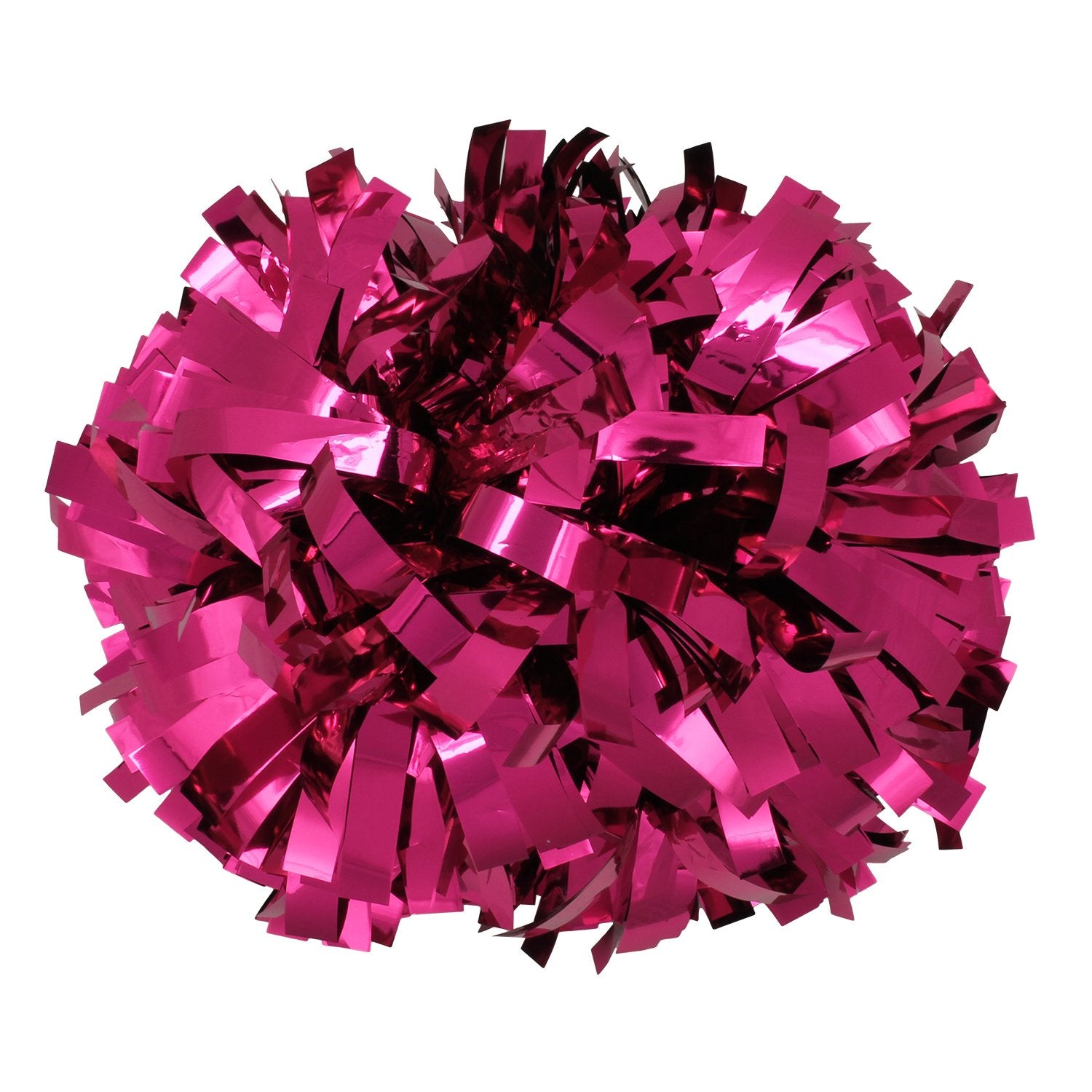 Metallic Cheerleader Cheerleading Pom Poms 6 inch 1 Pair 2 Pieces (Shocking Hot Pink)