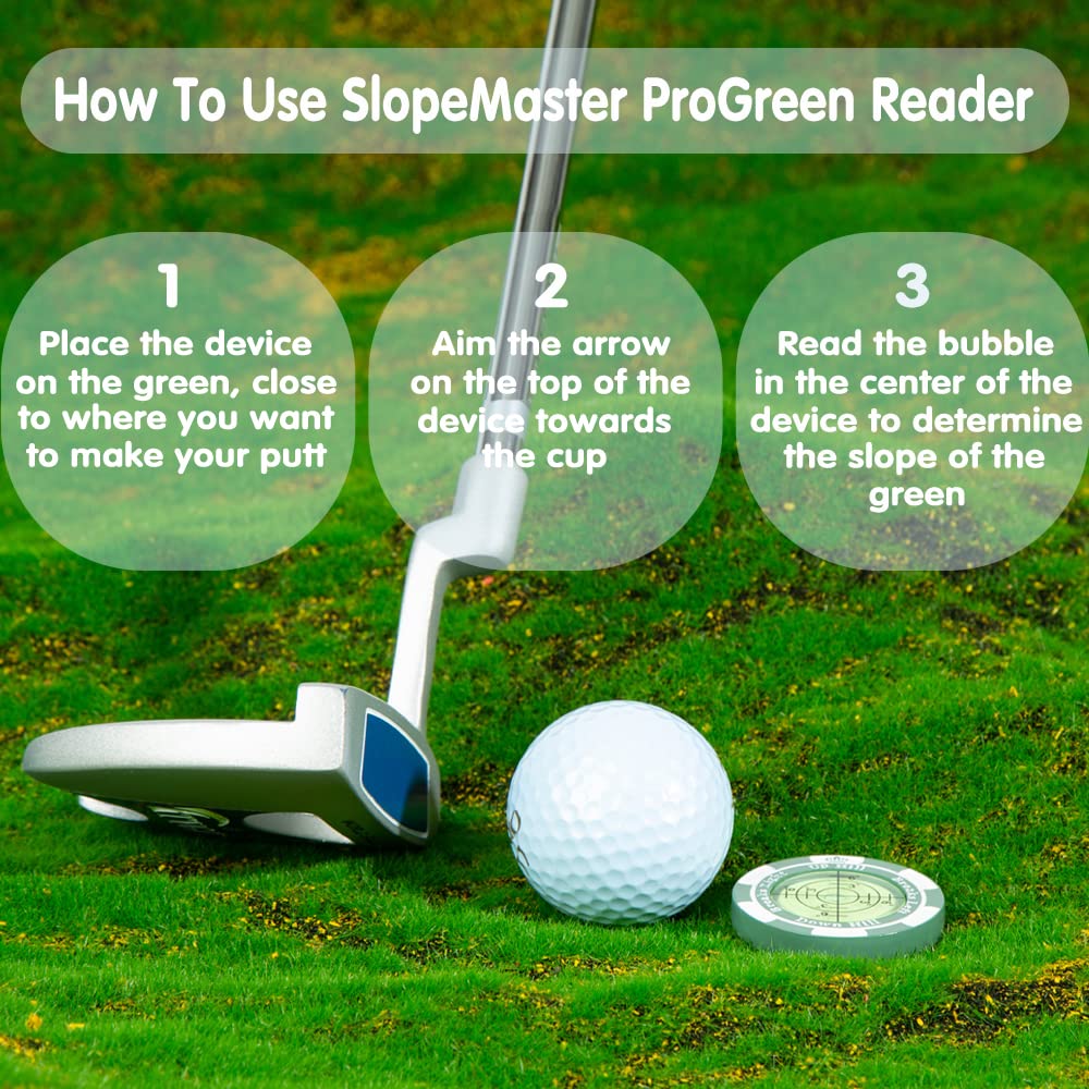 Slopemaster Progreen Reader - Golf Hat Clip Ball Marker With High Precision Green Reading Aid Golf Accessories For Men Women(Gre