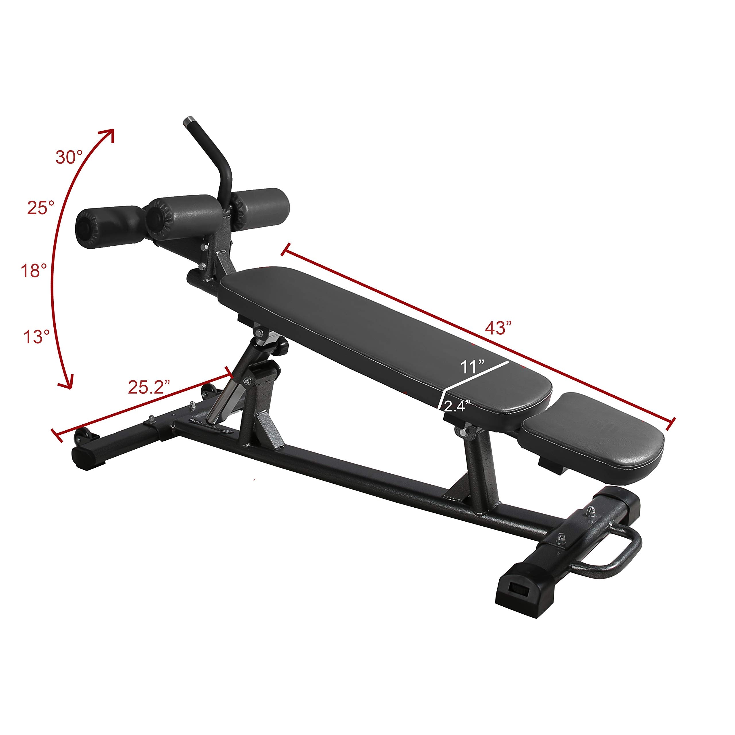 Finer Form Semi-Commercial Sit-Up Bench For Core Workouts And Decline Bench Press. Adjustable Weight Bench With Reverse Crunch H