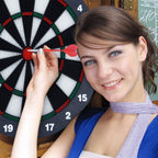 Portzon Dart Board, 16.4 Inch With 6 Rubber Safety Tip Darts Dartboard Game Set, Office Relaxing Sport & Family Leisure Time