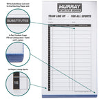 Murray Sporting Goods Baseball/Softball Lineup Cards - 30 Games With 16 Player Roster Lineup Sheet (4-Part Carbon Copies)