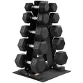 BalanceFrom Dumbbell Set with Rack, Rubber Coated Hex Dumbbell Weights in 200 lbs, 5, 10, 15, 20, 25, 30lbs Pair, Black