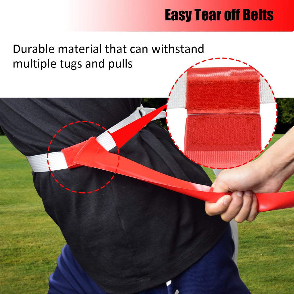 Flag Football Set, 28 Players Flag Football Belts & Flags Set, Includes 28 Belts, 56 Football Flags, 8 Cones And 16 Disc Cones (