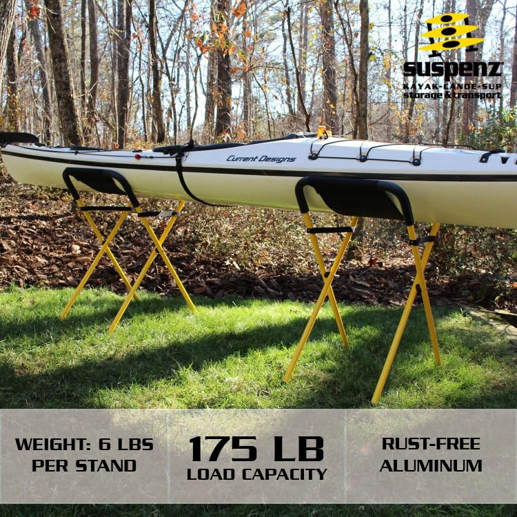 Suspenz Kayak Stand, Heavy Duty Portable Folding Stands For Kayaks, Canoes, Sups - 175 Lb Capacity - (22-1830),Yellow