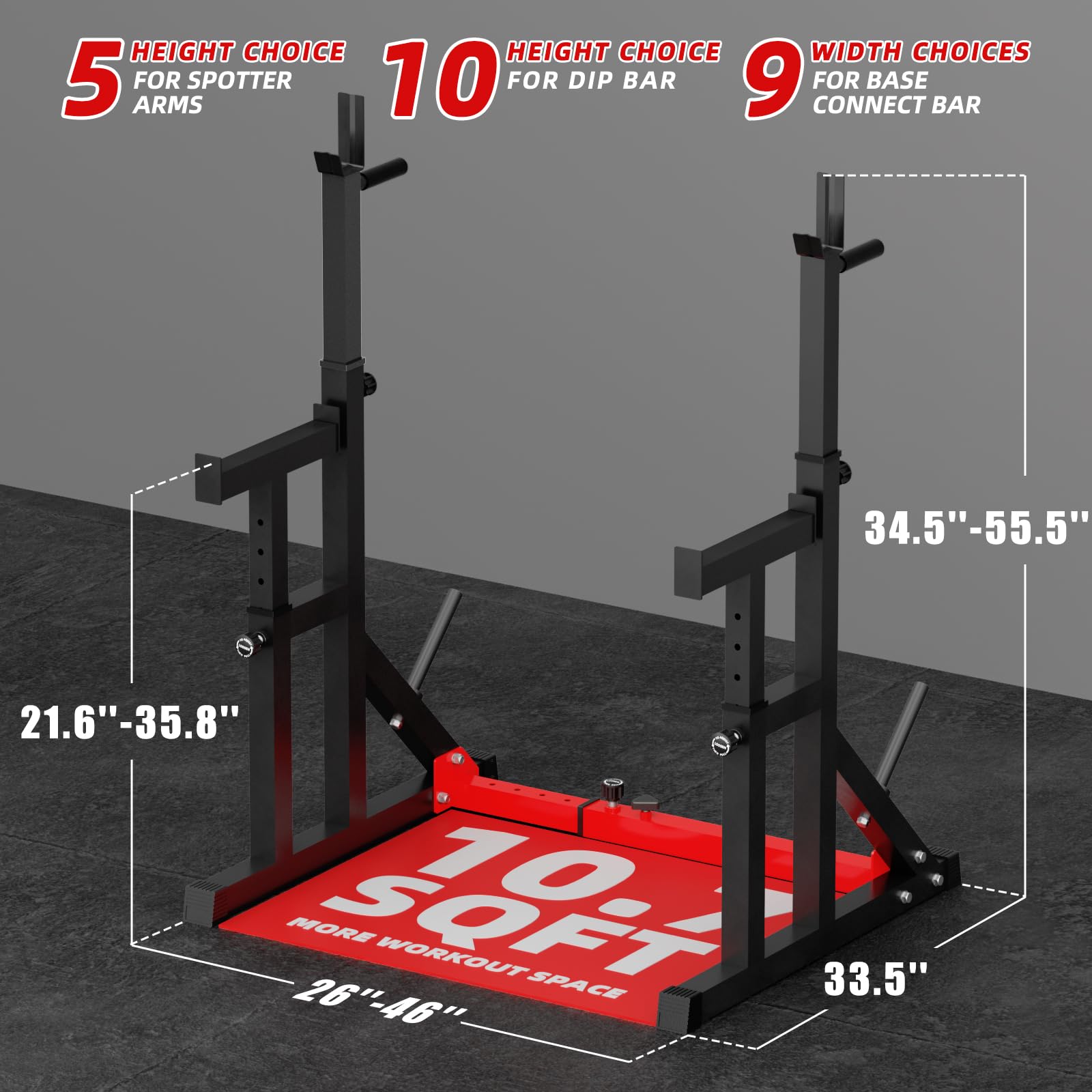 Multi-Function Barbell Rack 550Lbs Capacity Dip Stand Home Gym Fitness Adjustable Squat Rack Weight Lifting Bench Press Dipping