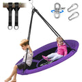 Hishine 43 Saucer Tree Swing for Kids, 360 Rotate Waterproof Flying Saucer with Swivel, Hanging Straps, Adjustable Ropes, Round 