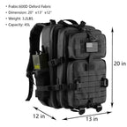 Hannibal Tactical 45L Molle Assault Backpack, Tactical Backpack Military Army Camping Rucksack With Bottle Holder, 3-Day Pack Tr