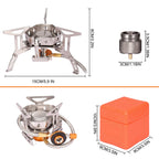 Portable Backpacking Stove With Piezo Ignition Windproof Camping Gas Stove Camp Stove Foldable Burner With Propane Canister Adap