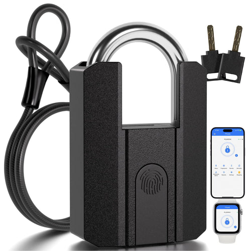 APECYC Smart Fingerprint Bike U Lock Bluetooth Heavy Duty Anti-Theft with 120 cm Steel Cable, USB Rechargeable Bicycle Lock Secu
