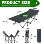 Naizea Folding Camping Cots For Adults, Folding Cot With Mattress Camping Bed Camp Cot Portable Military Cot, Double Layer Oxfor