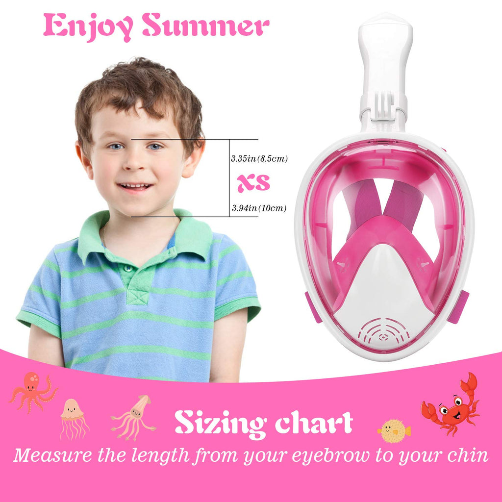 Oumers Newest Version Kids Full Face Snorkel Mask, 180? Panoramic View Snorkeling Mask Set With Safety Free-Breathing System, De