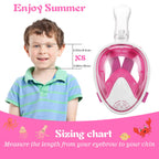 Oumers Newest Version Kids Full Face Snorkel Mask, 180? Panoramic View Snorkeling Mask Set With Safety Free-Breathing System, De