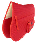 Challenger Horse Quilted English Saddle Pad Trail Australian Dressage Pockets Faux Fur Red 72115