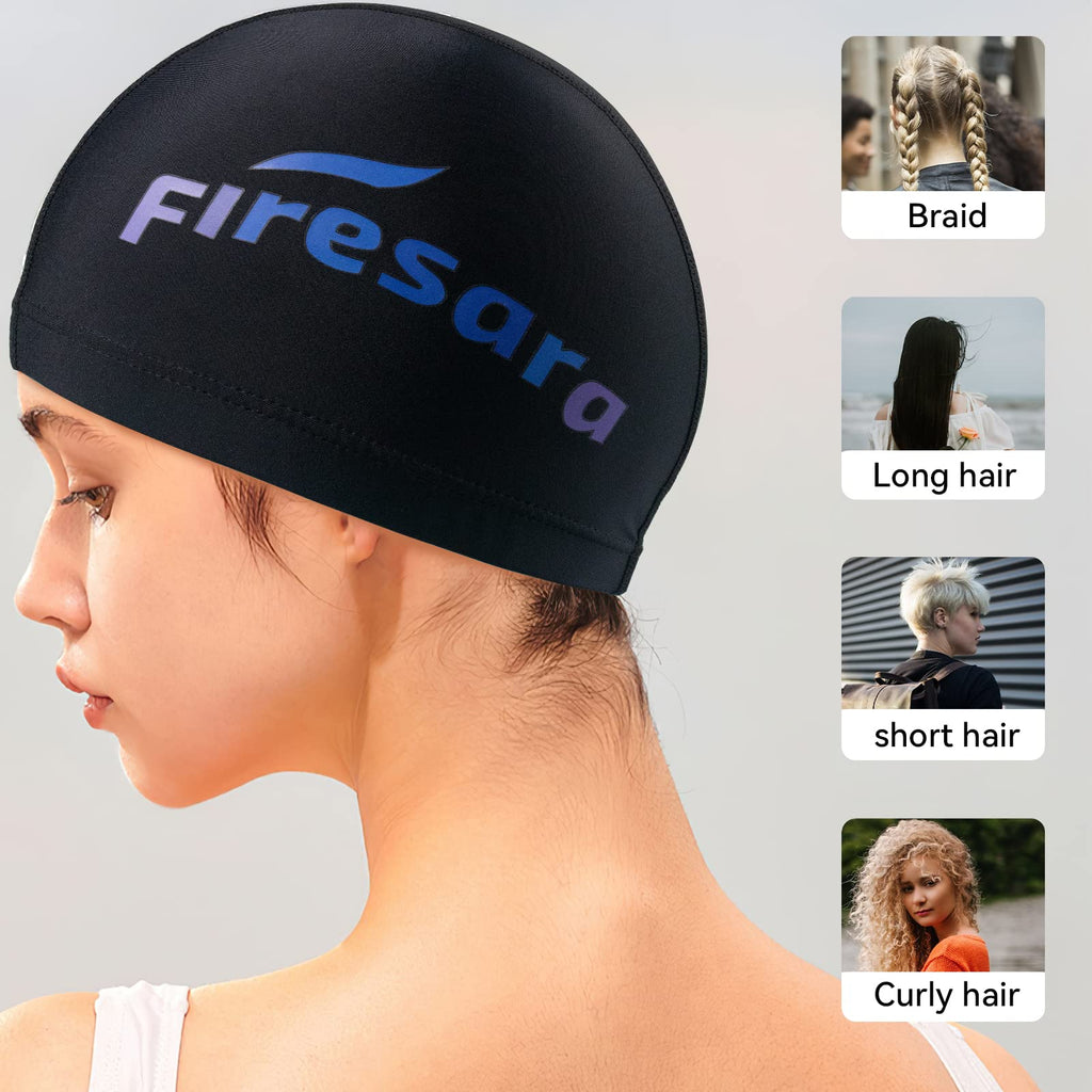 Firesara Upgrate Fabric Swim Cap Fit For Long Short Hair, Comfortable High Elasticity Swimming Hat Lightweight Bathing Cap For W