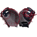 Miken | Player Series Fastpitch Softball Glove | First Base Mitt | RHT | Grey/Navy/Red
