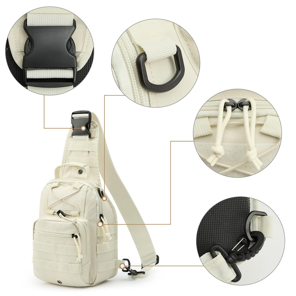 G4Free Outdoor Tactical Bag Backpack, Military Sport Bag Pack Sling Shoulder Backpack Tactical Pack for Every Day Carry (Beige)