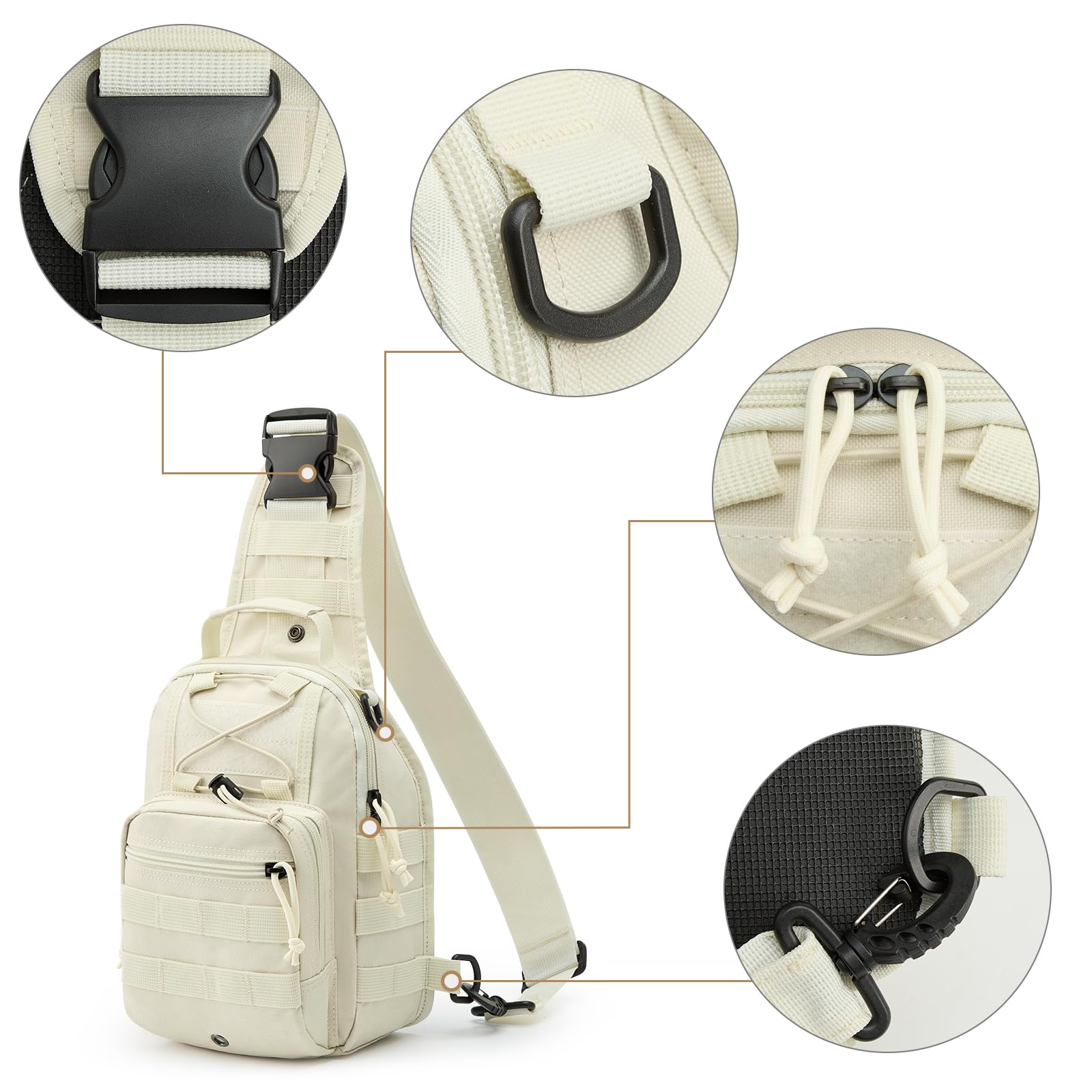 G4Free Outdoor Tactical Bag Backpack, Military Sport Bag Pack Sling Shoulder Backpack Tactical Pack for Every Day Carry (Beige)