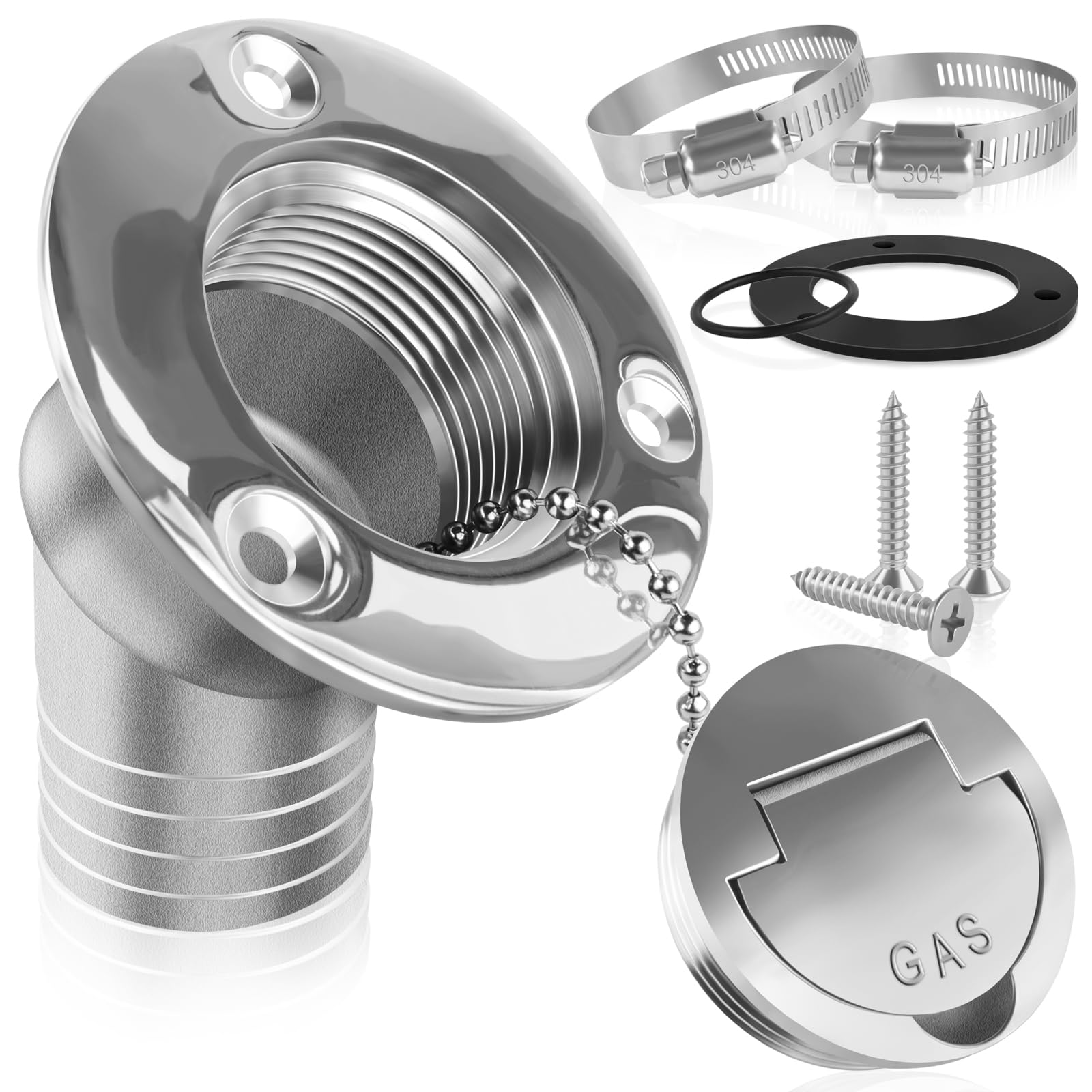 Boltigen 1-1/2(38mm) Boat Gas Deck Fill/Filler with Keyless Cap, 1.5inch Stainless Steel Deck Filler Marine Hardware for Boat, Y