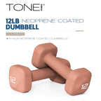 Tone Fitness 12 lb Neoprene Dumbbell Pair for Home Workouts - Non-Slip Design - Orange