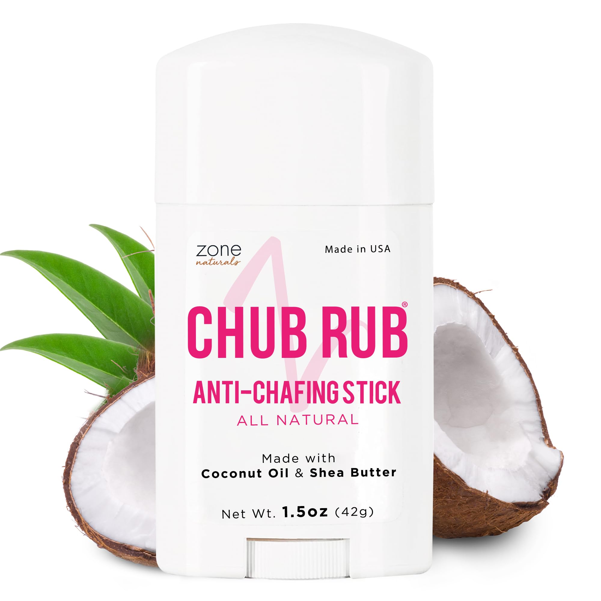 Zone Naturals Chub Rub Stick - 100% Natural Anti Chafing Stick - Friction Defense Anti Chafe Stick Reduces Rubbing And Irritatio