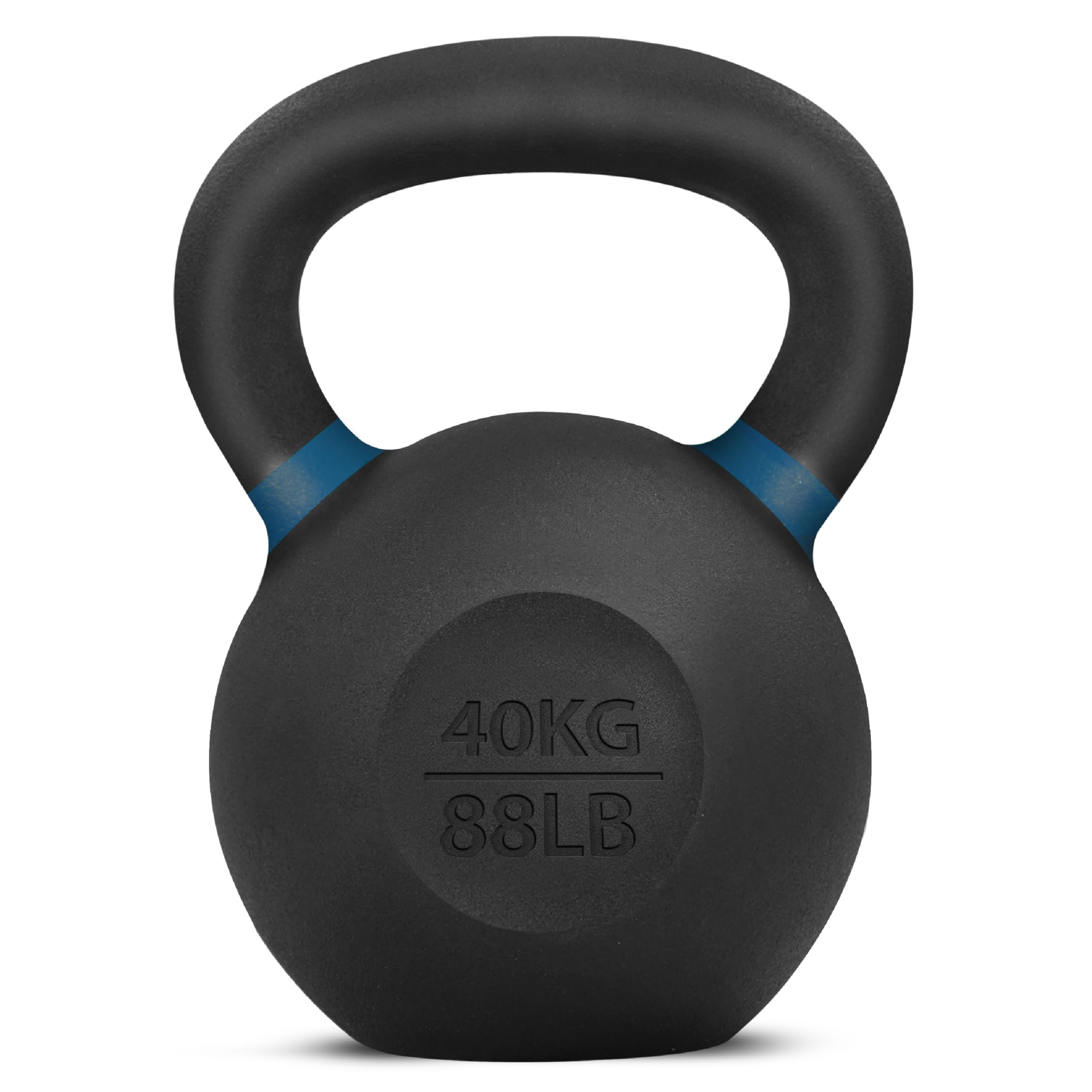 Yes4All Powder Coated Cast Iron Kettlebell Single Deep Blue - 40 KG / 88 LB Strength Training Kettlebells Weight Set for Full Bo