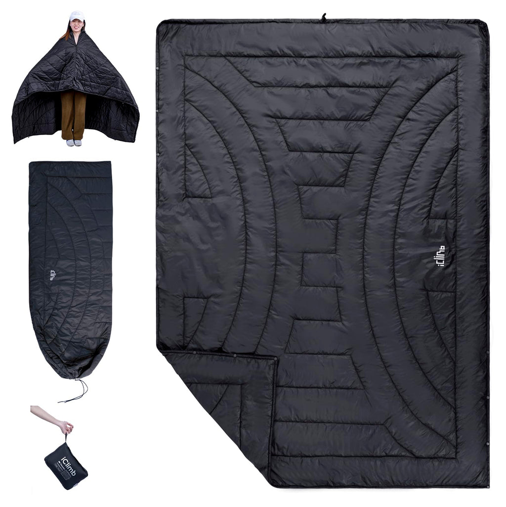 Iclimb 3M Thinsulate Insulation Warm Camping Blanket Ultralight Compact (Black, 1 Lb)