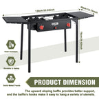 Bestfire 2 Burner Camping Stove With Auto Ignition Button,Side Shelves & Regulator150,000 Btu Gas Stove Propane Burner With Remo