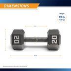 Marcy 20lb Cast Iron Hex Dumbbell, Single, IV-2020