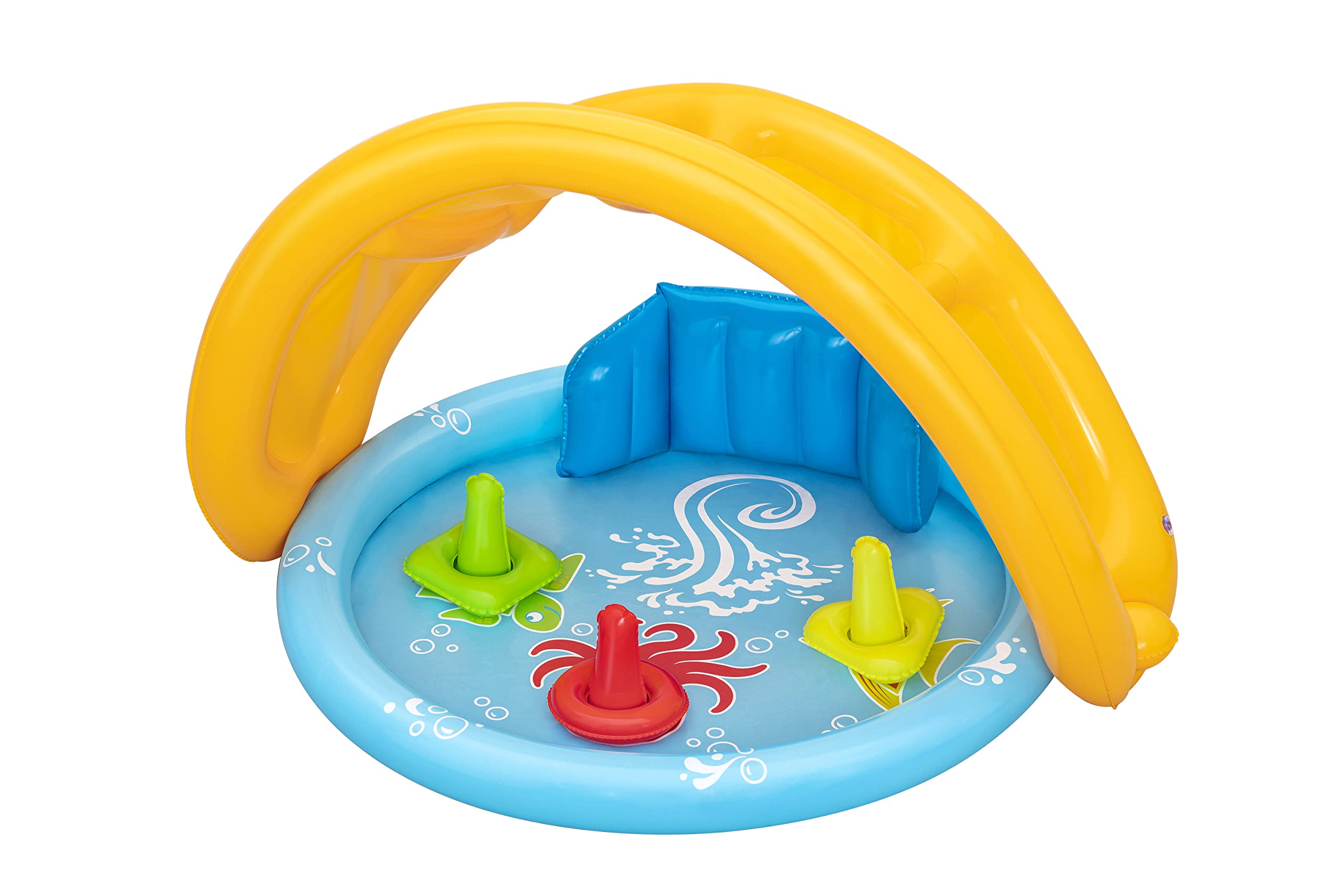 Bestway Seashapes Splash Pad | Baby Sensory Water Pool, with Backrest, Sunshade and Games, 6 Months +