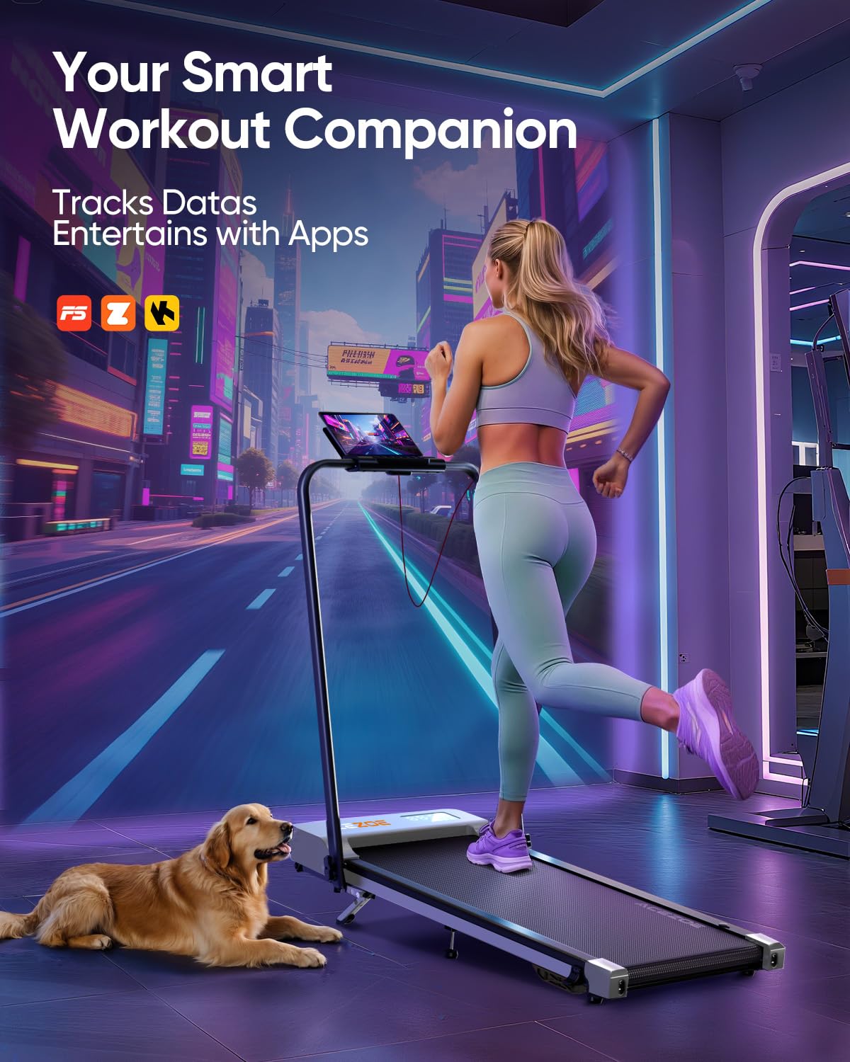 Acezoe 2-in-1 Foldable Treadmill with 3-Level 10% Incline, Walking Pad for Home Small Office, Compact Portable Under Desk Treadm